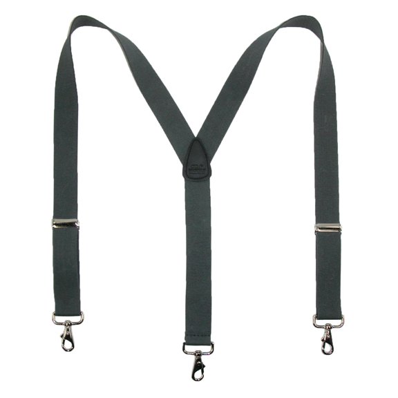 CTM  Elastic Solid Color Suspender with Metal Swivel Hook Clip End (Men)