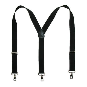 CTM  Elastic Solid Color Suspender with Metal Swivel Hook Clip End (Men)