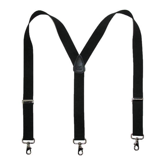 CTM Elastic Solid Color Suspender with Metal Swivel Hook Clip End (Men)