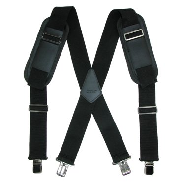 CTM Men's Leather Suspenders - Wide Width With Metal Swivel Hook Ends