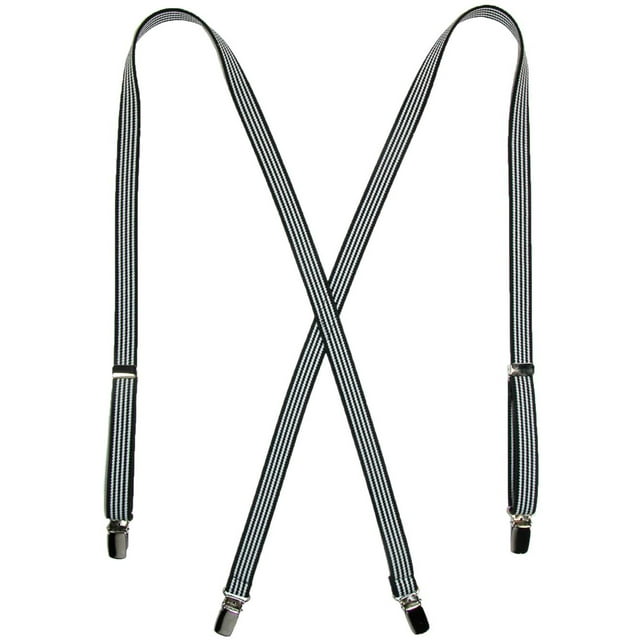 CTM  Elastic X-Back 3/4 Inch Black and White Pinstripe Suspenders (Women)