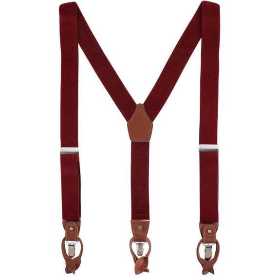 CTM Elastic and Leather Suspender Gift Set with Clip Button and Swivel Ends (Men)