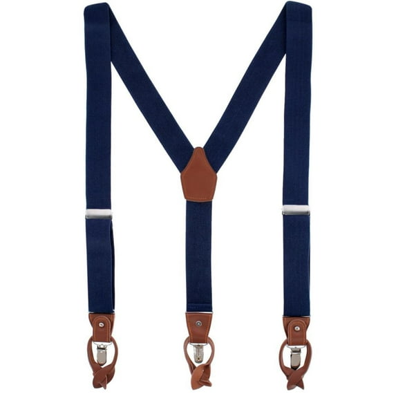 CTM Elastic and Leather Suspender Gift Set with Clip Button and Swivel Ends (Men)