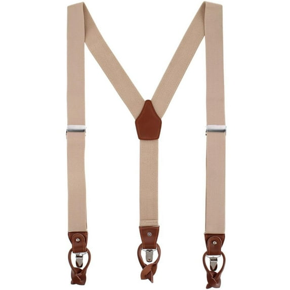CTM Elastic and Leather Suspender Gift Set with Clip Button and Swivel Ends (Men)
