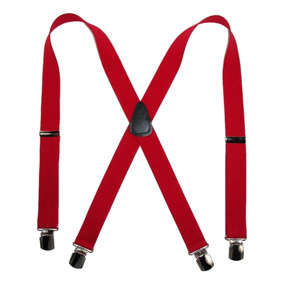 CTM Elastic with Anti Slip Pin Clip 1 1/2 Inch Solid Suspenders (Men)
