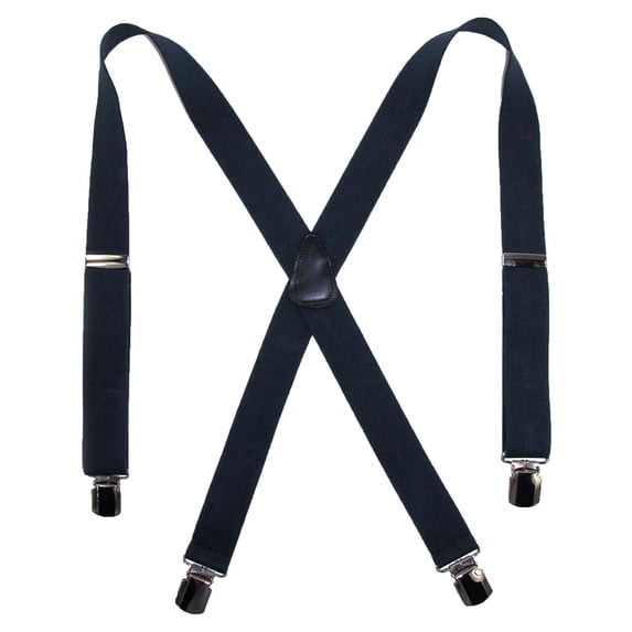 CTM Elastic with Anti Slip Pin Clip 1 1/2 Inch Solid Suspenders (Men)