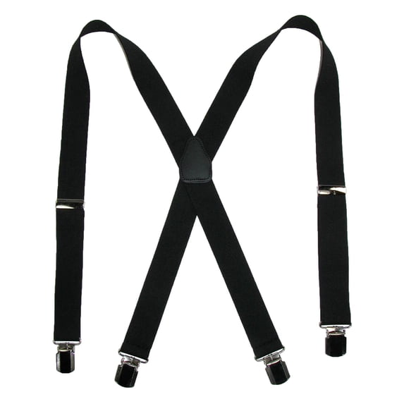 CTM Elastic with Anti Slip Pin Clip 1 1/2 Inch Solid Suspenders (Men)