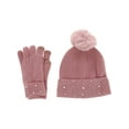 thumbnail image 1 of CTM  Embellished Knit Winter Beanie and Touchscreen Glove Set (Women), 1 of 4