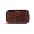 thumbnail image 1 of CTM  Embossed Floral Tooled Leather Wristlet (Women), 1 of 5