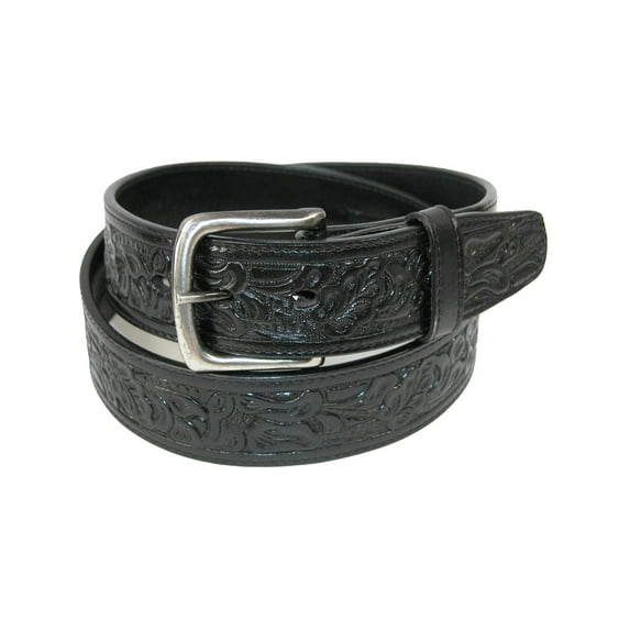 CTM Embossed Leather Money Belt with Removable Buckle