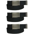 thumbnail image 1 of CTM  Fabric Belt with Brass Flip Top Buckle (Pack of 3) (Men), 1 of 3