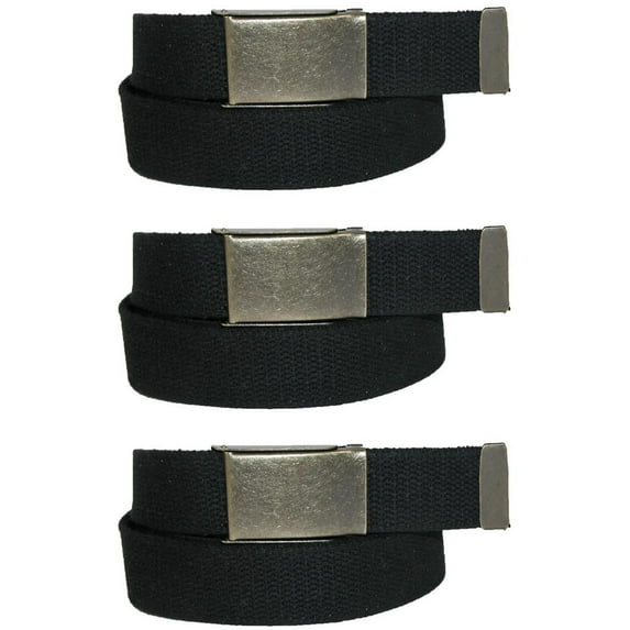 CTM Fabric Belt with Brass Flip Top Buckle (Pack of 3) (Men)