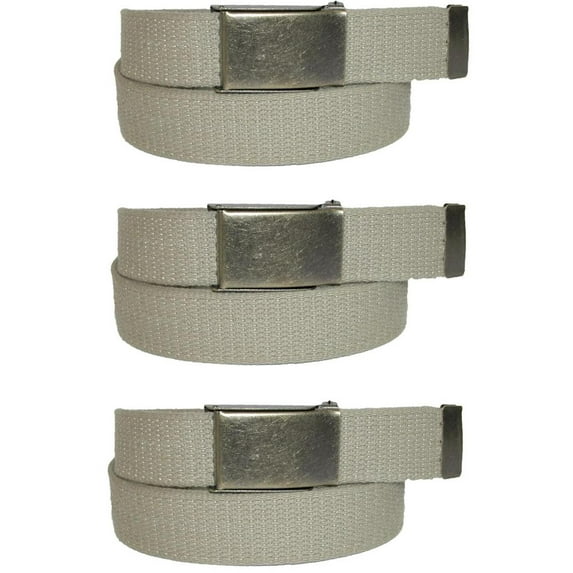 CTM Fabric Belt with Brass Flip Top Buckle (Pack of 3) (Men)