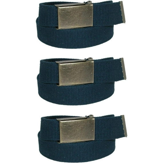 CTM Fabric Belt with Brass Flip Top Buckle (Pack of 3) (Men)