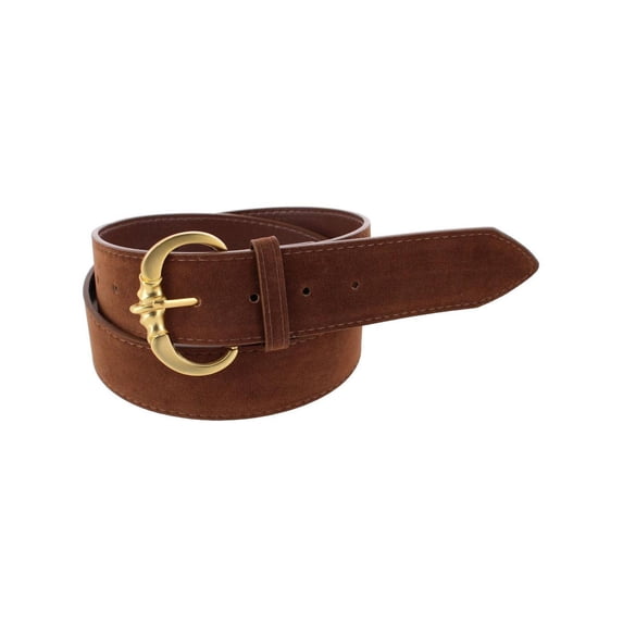 CTM Faux Suede Belt with Brass Buckle (Women)
