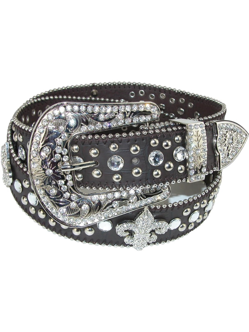 CTM Fleur de Lis Studded Rhinestone Belt (Women) - Walmart.com