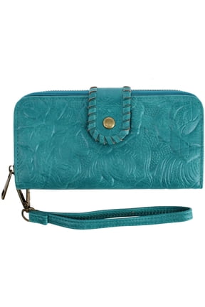 Floral Embossed Premium Faux LeatherWristlet Wallet (Women)