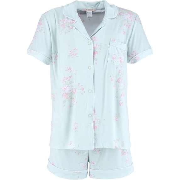 CTM Floral Notched Collar Short Pajama Set (Women)