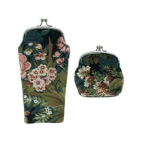 CTM Floral Print Tapestry Glasses Case and Coin Purse Set (Women)