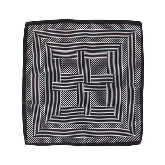 CTM Geometric Stripe Pattern Silky Square Scarf (Women)