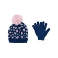 thumbnail image 1 of CTM Girl's 7-14 Leopard Print Winter Pom Hat and Glove Set by Connex Gear, 1 of 3