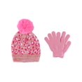 thumbnail image 1 of CTM Girl's 7-14 Leopard Print Winter Pom Hat and Glove Set by Connex Gear, 1 of 3