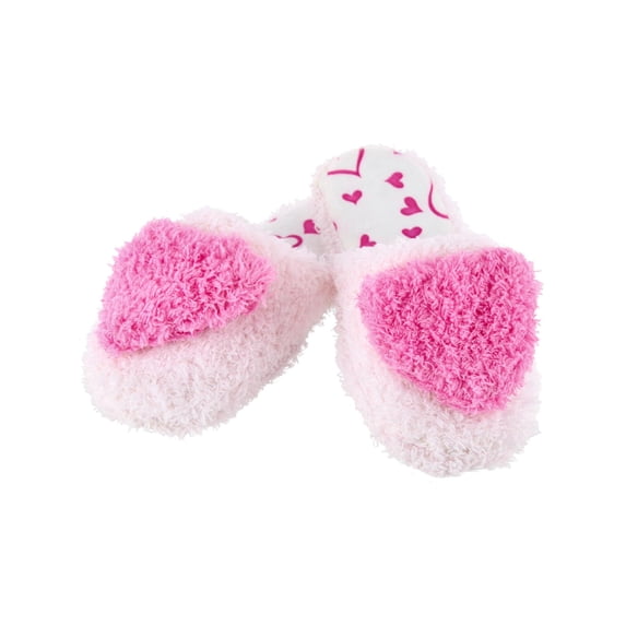 CTM Girl's Fluffy Heart Assorted Slippers