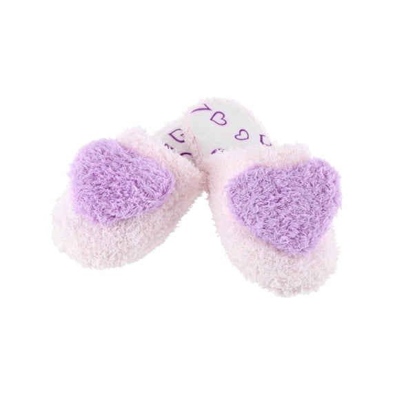 CTM Girl's Fluffy Heart Assorted Slippers