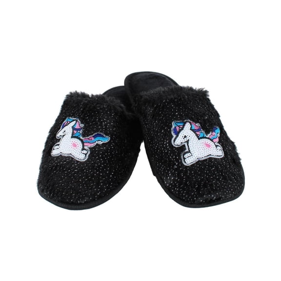 CTM Girl's Fuzzy Unicorn Slide Slippers