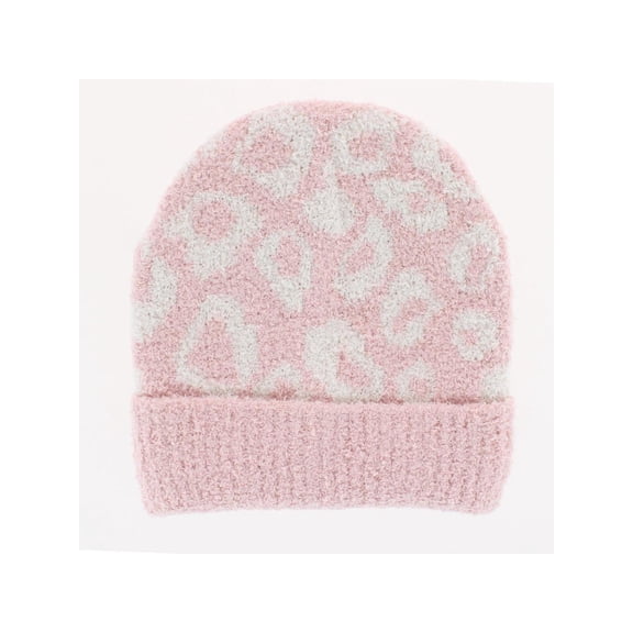 CTM Girl's One Size Fits Most Soft Leopard Knit Winter Beanie Hat