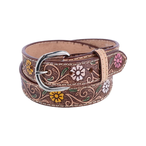 CTM Girls 1 Inch Floral Embossed Belt