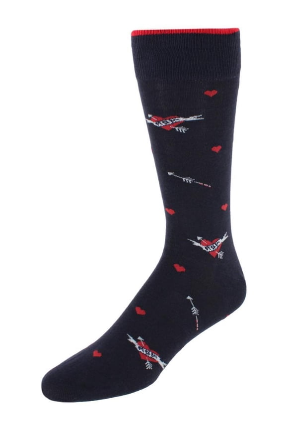 Heart Tattoo Novelty Crew Cotton Blend Socks (1 Pair) (Men)