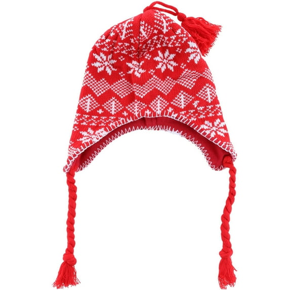 CTM Heavy Knit Winter Pattern Peruvian Hat (Women)