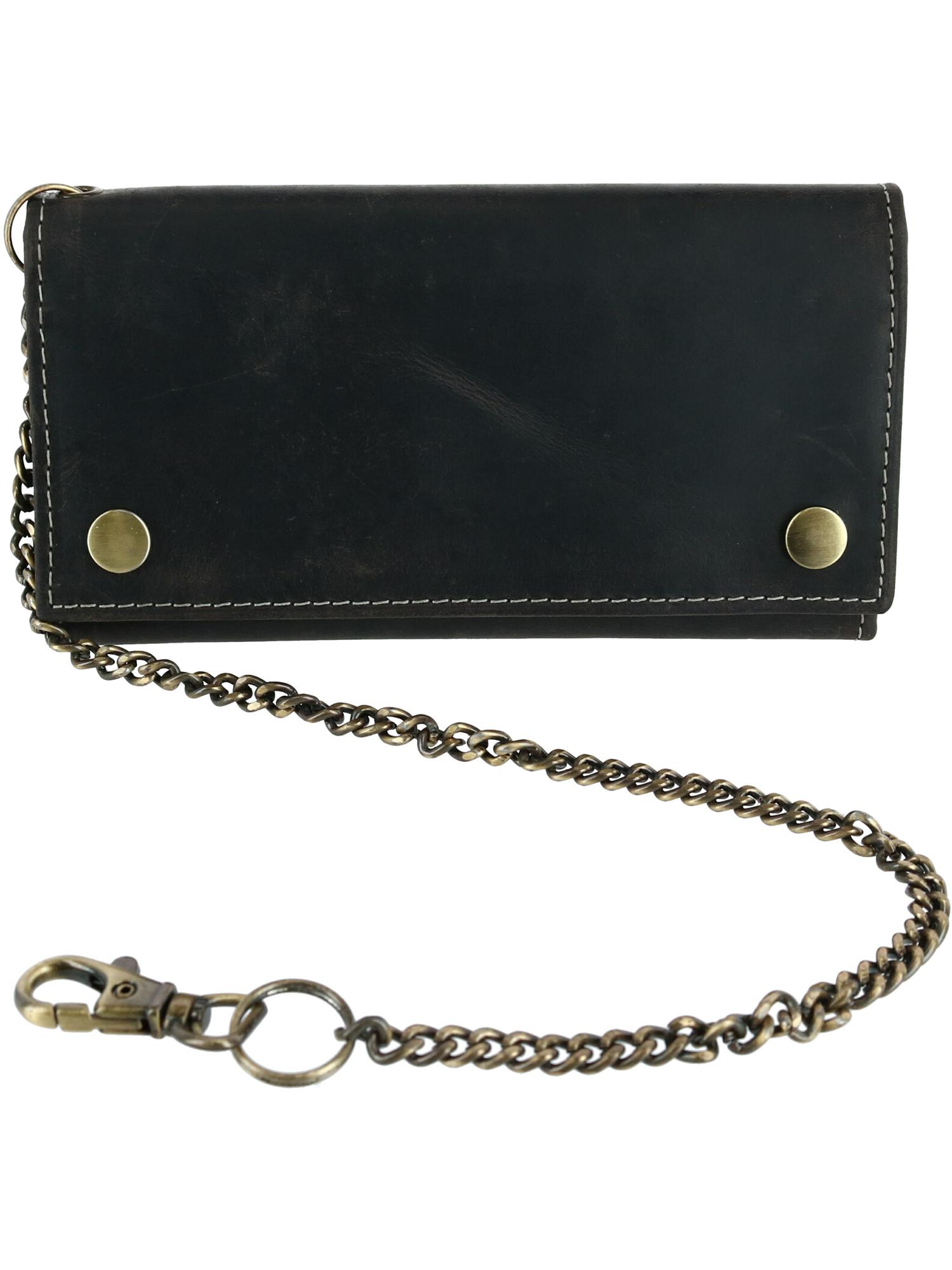 CTM Hunter Leather Long Trifold Chain Wallet (Men)