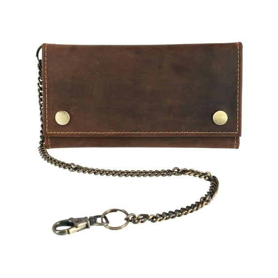 CTM Hunter Leather Long Trifold Chain Wallet (Men)