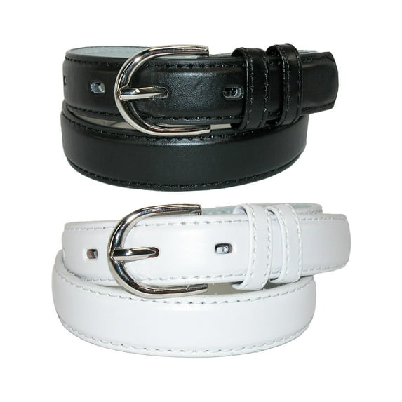 CTM Kid's Basic Leather Dress Belt (Pack of 2 Colors)