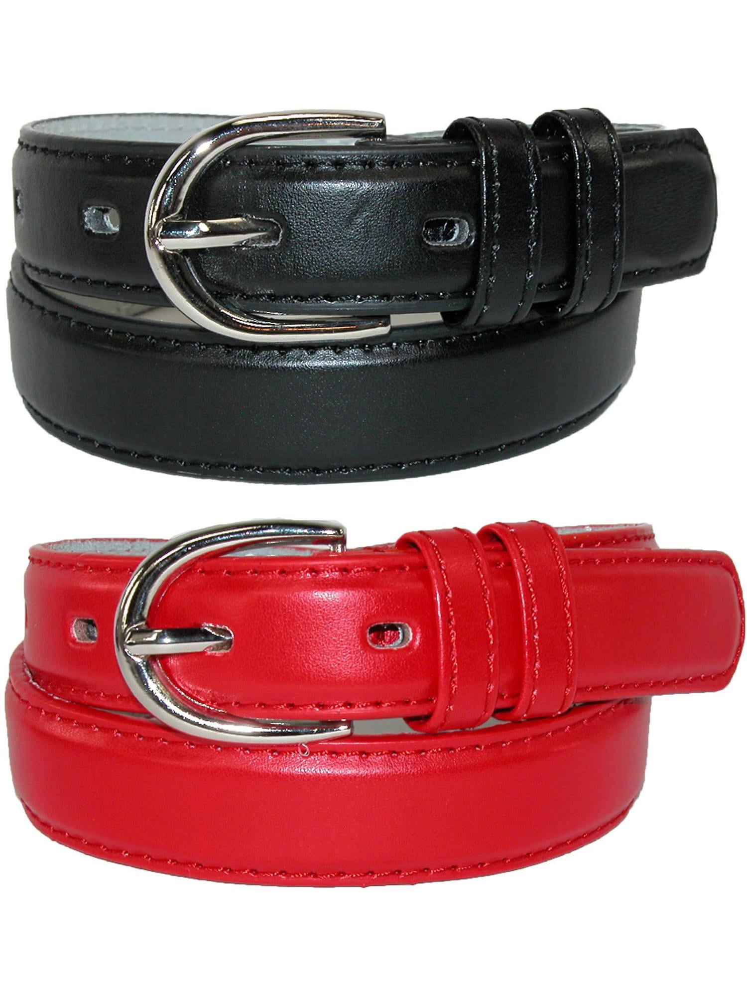 CTM Kid's Basic Leather Dress Belt (Pack of 2 Colors)