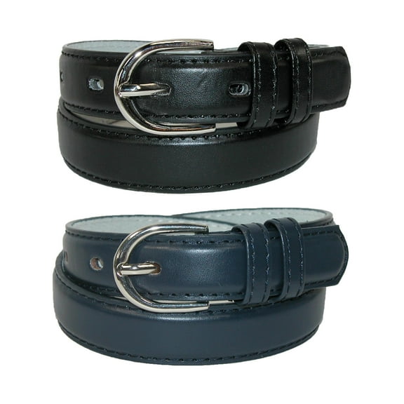 CTM Kid's Basic Leather Dress Belt (Pack of 2 Colors)