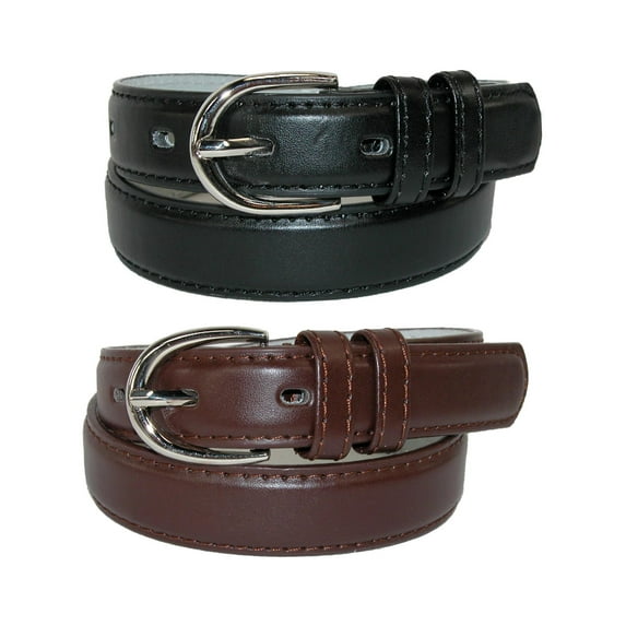 CTM Kid's Basic Leather Dress Belt (Pack of 2 Colors)