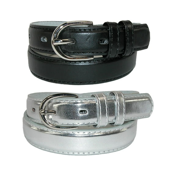 CTM Kid's Basic Leather Dress Belt (Pack of 2 Colors)