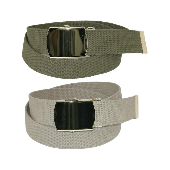 CTM Kid's Cotton Belt with Brass Clamp Slide Buckle (Pack of 2 Colors)