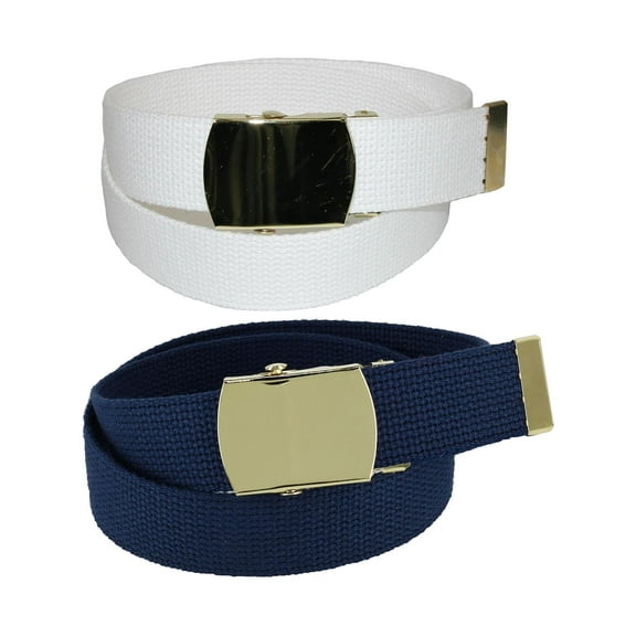 CTM Kid's Cotton Belt with Brass Clamp Slide Buckle (Pack of 2 Colors)