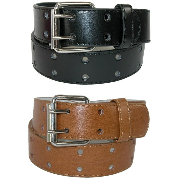 CTM Kid's Leather Two Hole Jean Belt (Pack of 2 Colors)