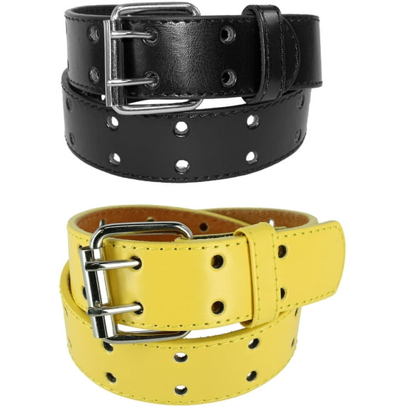 CTM Kid's Leather Two Hole Jean Belt (Pack of 2 Colors)