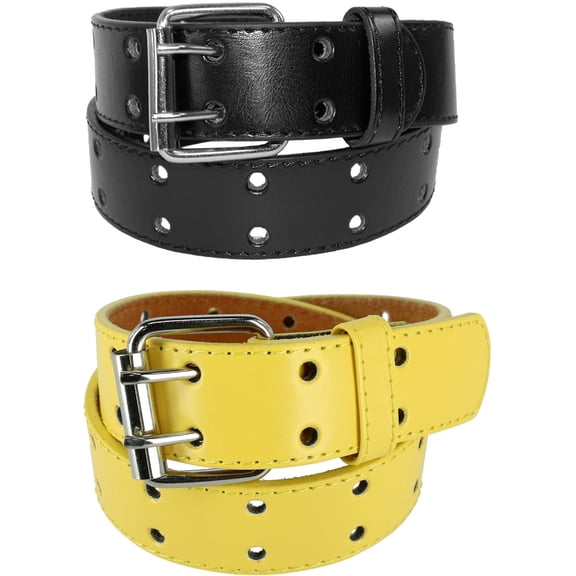 CTM Kid's Leather Two Hole Jean Belt (Pack of 2 Colors)