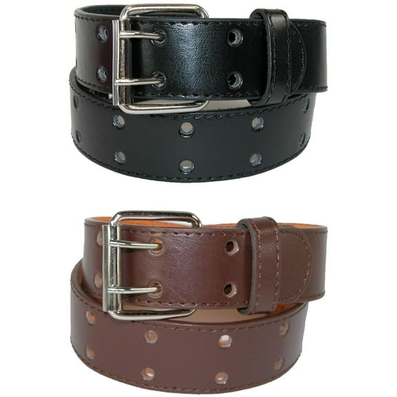 CTM Kid's Leather Two Hole Jean Belt (Pack of 2 Colors)