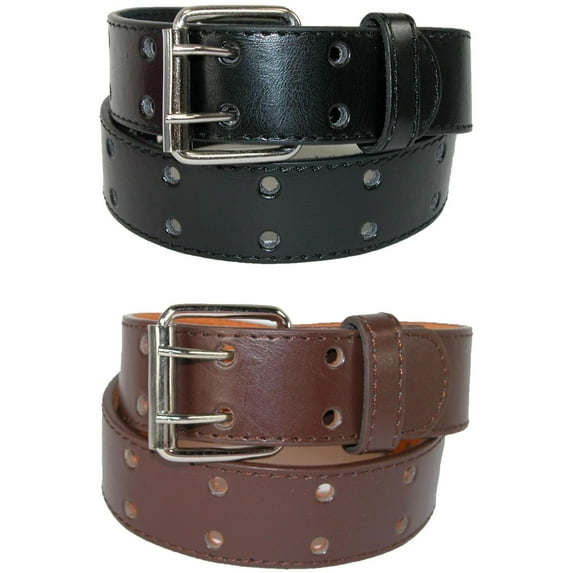 CTM Kid's Leather Two Hole Jean Belt (Pack of 2 Colors)