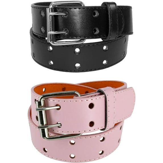 CTM Kid's Leather Two Hole Jean Belt (Pack of 2 Colors)