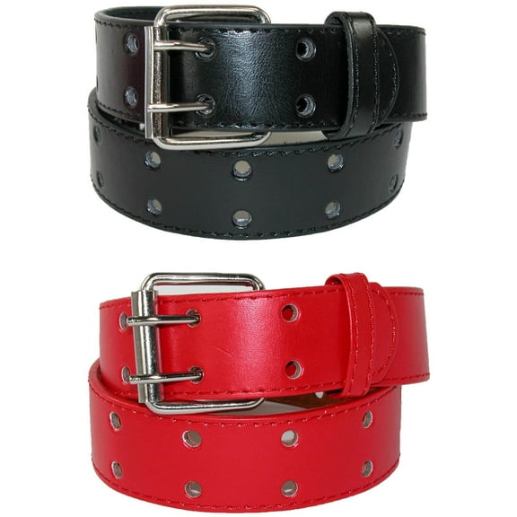CTM Kid's Leather Two Hole Jean Belt (Pack of 2 Colors)