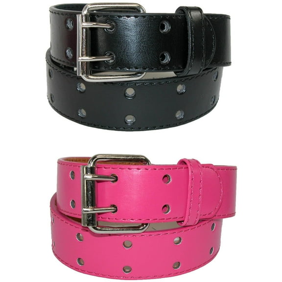 CTM Kid's Leather Two Hole Jean Belt (Pack of 2 Colors)